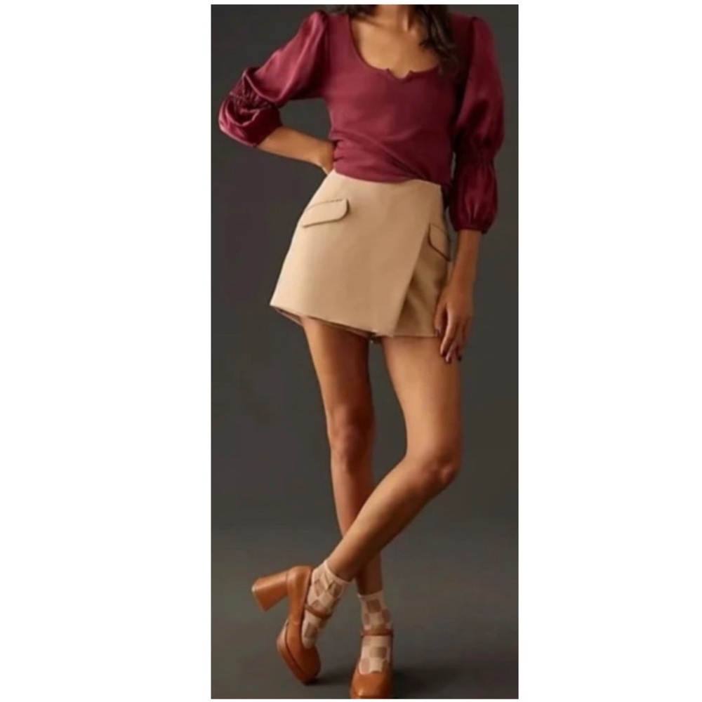 Maeve by Anthropologie Ribbed Tiered Long Sleeve Top in Burgundy Size Medium NEW - Picture 16 of 16